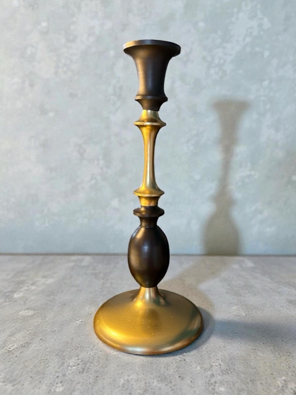 Medium black and gold candle holder